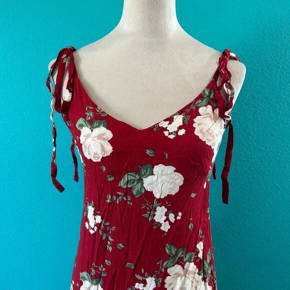 Reformation Jade Midi Dress in Justine Red Scoop Back Tie Straps Size S - Picture 2 of 6